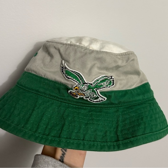 Mitchell & Ness Philadelphia Eagles Bucket Hat Throwback Hat Retro Gray Green main image 10